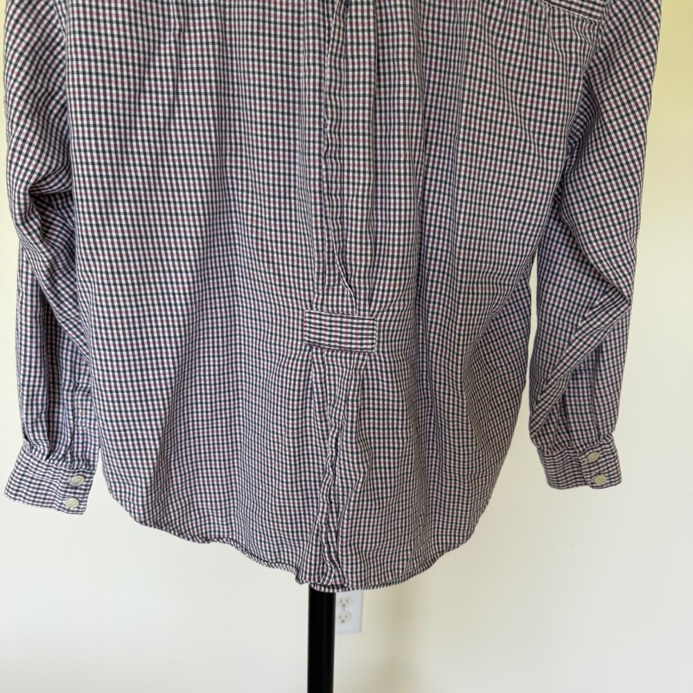 Dockers Womens Med Button Down Shirt Long Sleeve Cotton Plaid Check Navy Pink - Picture 3 of 8